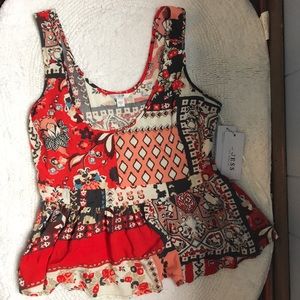 Guess red peplum top